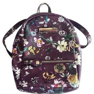 Marc New York Plum Floral Backpack Womens Faux Leather Bag Purse